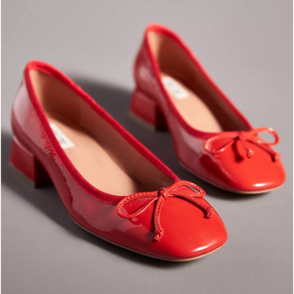 Anthropologie Bibi Lou Red Heeled Ballet Pumps - Picture 1 of 5